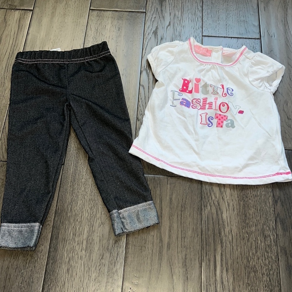 Fashionista T-shirt and pink stitching jeggings set